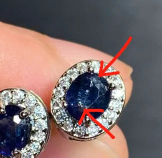 Natural Sapphire Stud Earrings for Women - Handmade Copper Jewelry Gift