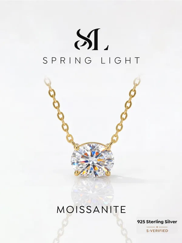 2CT Oval Moissanite Diamond Necklace for Women Sterling Silver Engagement Jewelry