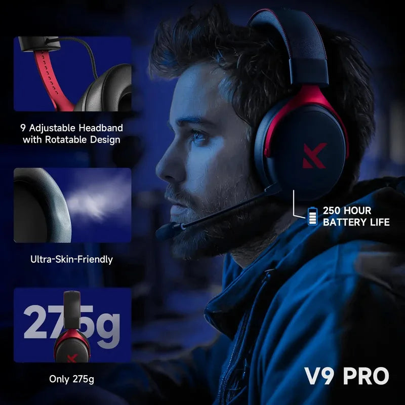 Wireless Gaming Headset 7.1 Surround Sound Noise Cancelling Mic Low Latency Lightweight for PS5 PC Switch