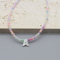 Colorful Seed Beads & Shell Letter Heart Necklace Boho Pendant Jewelry for Women