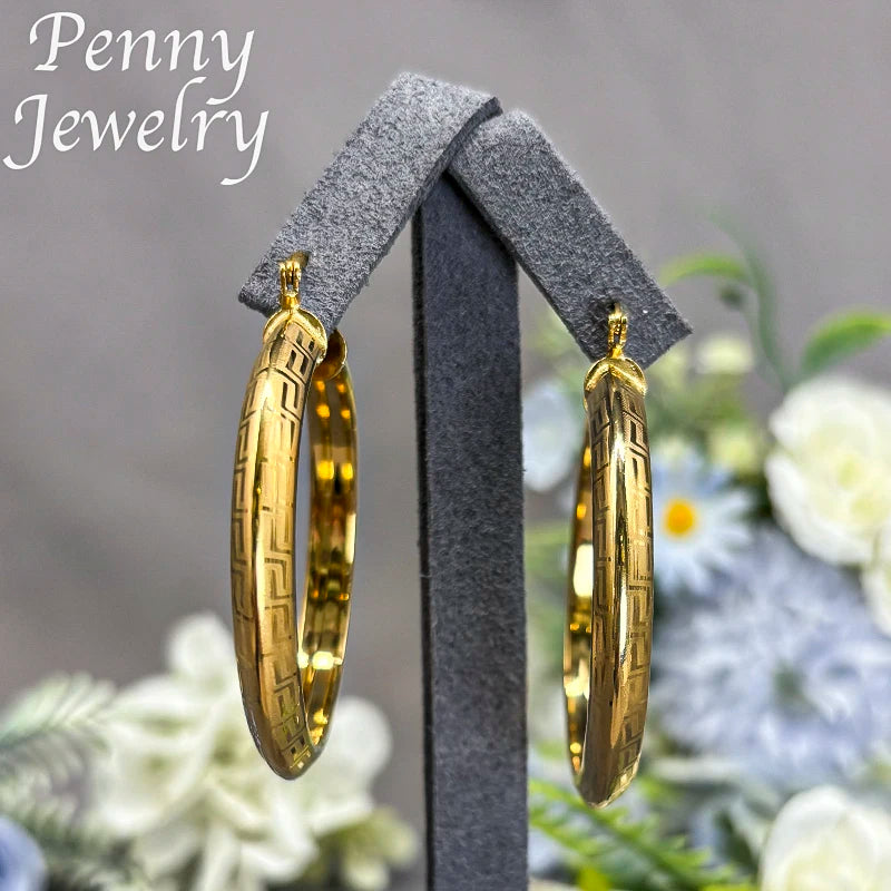 18K Gold Plated Hoop Earrings for Women Copper Circle Jewelry Gift