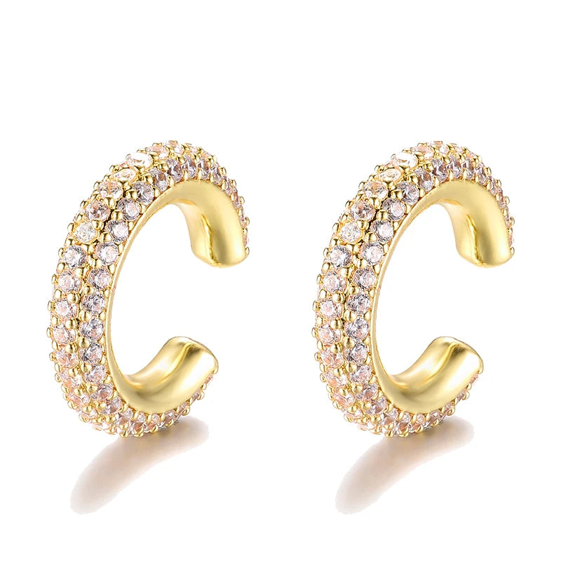 Cartilage Clip Earrings for Women Geometric Zirconia No Piercing Jewelry Gold Silver