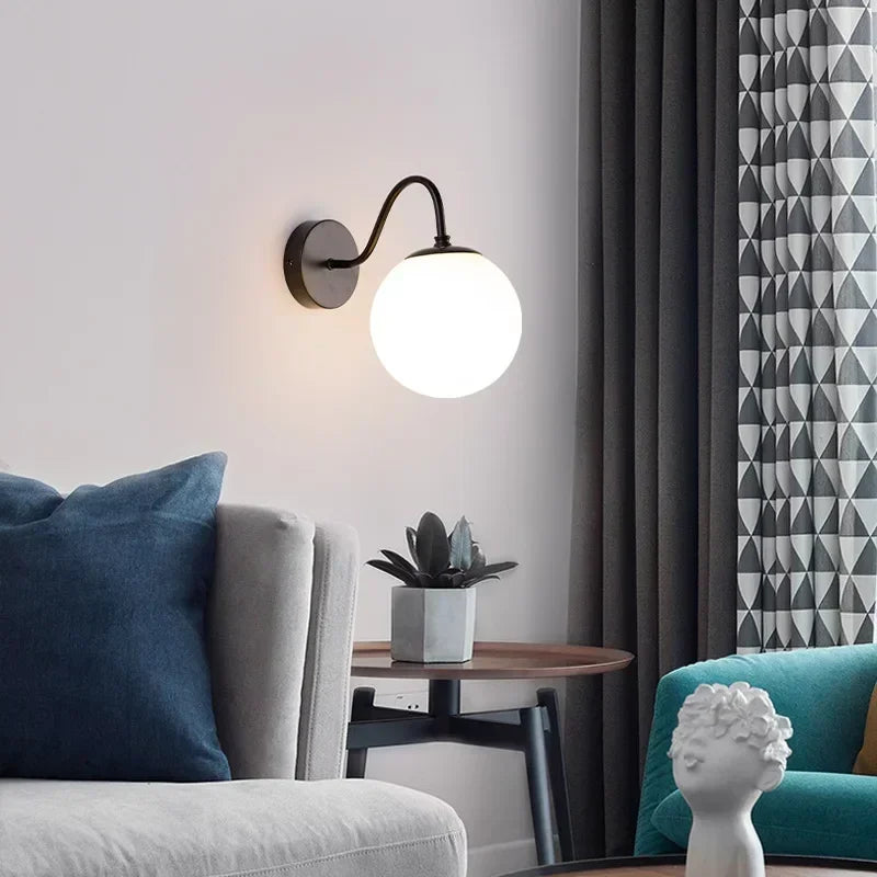 Modern LED Wall Lamp with Glass Shade for Living Room Bedroom Hallway - Gold Wall Sconce