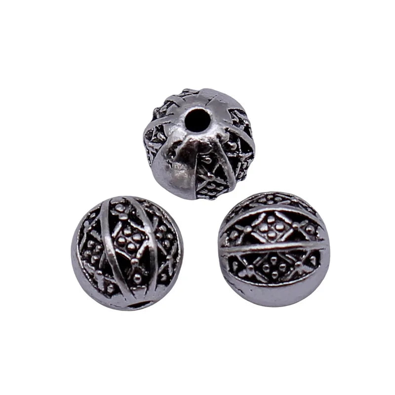 Geometric Rhombus Pattern Spherical Beads Set - 8.1x8x7.9mm 3 Colors