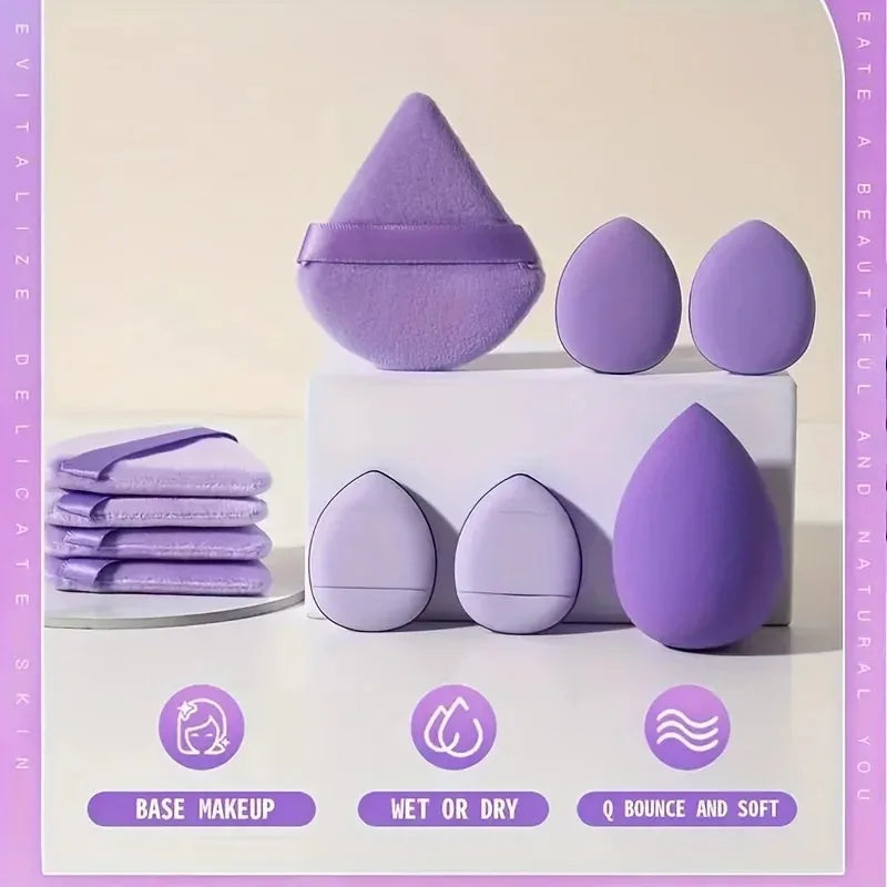 12-Piece Makeup Sponge Set with Beauty Egg & Triangle Puff - Multi Color