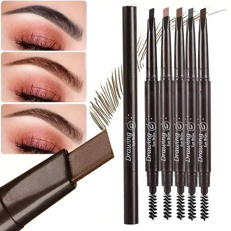 Waterproof Double-Ended Eyebrow Pencil - Long Lasting, Precise, 5 Colors for Women Makeup