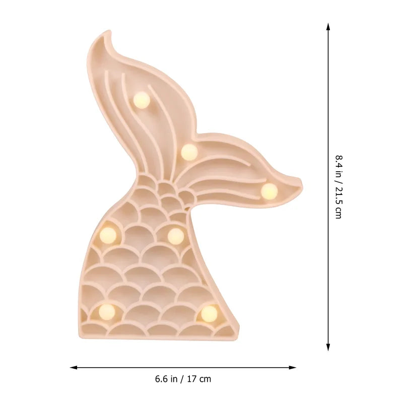 Mermaid Tail LED Night Light Indoor Lamp Kids Bedroom Decor Cute Cartoon Gift