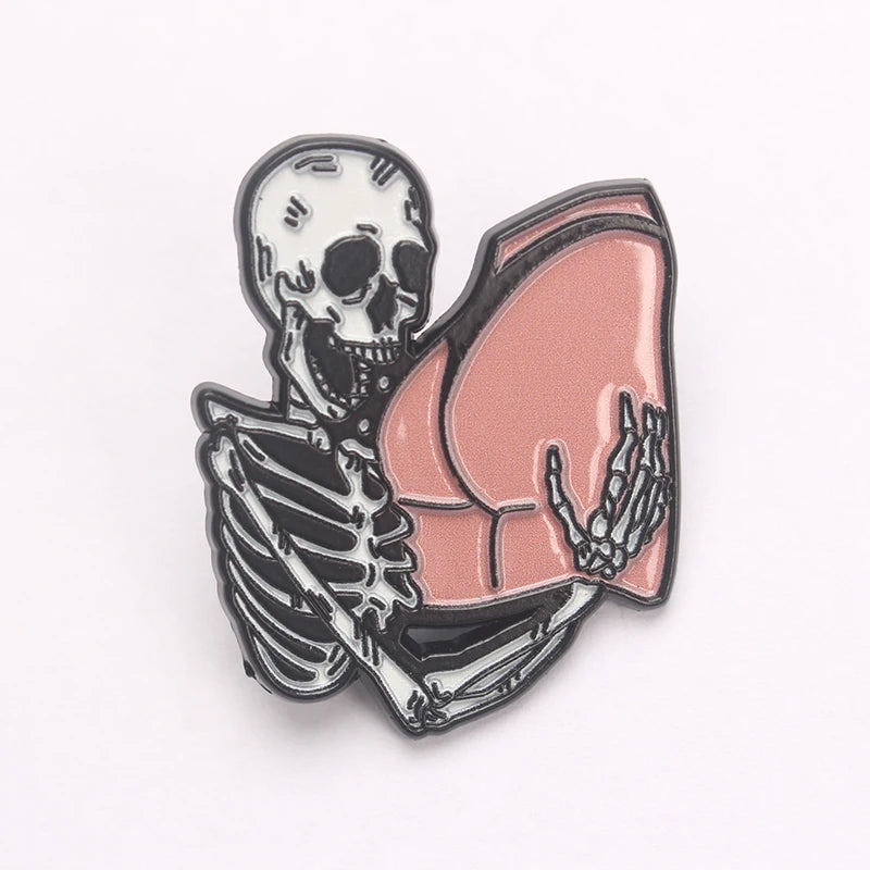 Halloween Skeleton Badge Metal Brooch Cartoon Butt Pattern Accessory