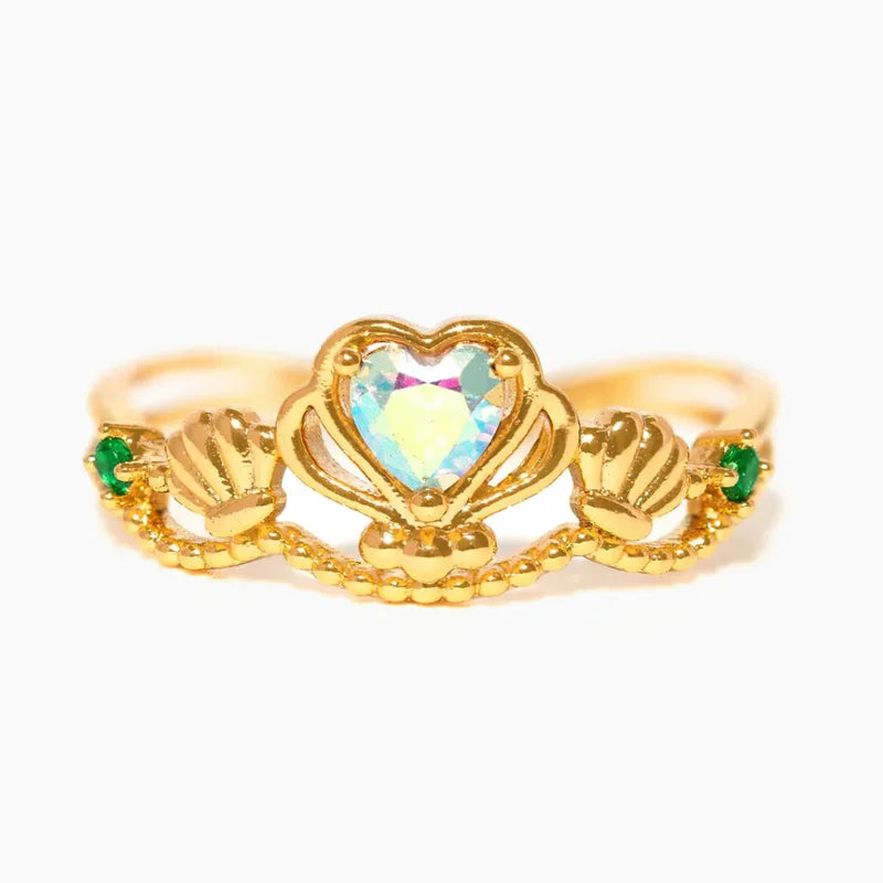 Colorful Fairy Tales Princess Cubic Zircon Ring for Women Girls Adjustable Jewelry