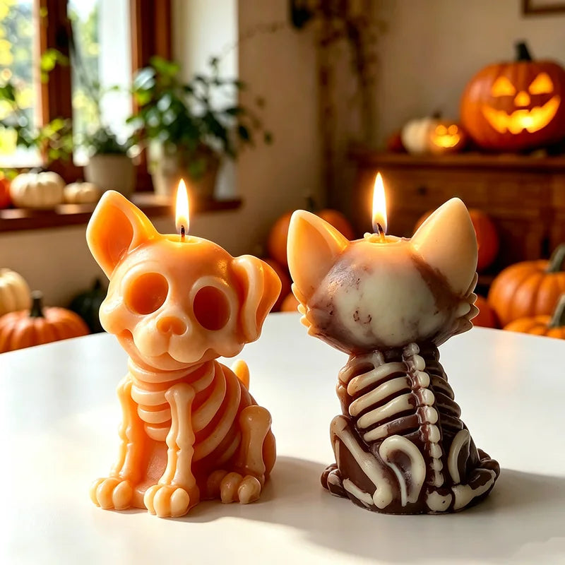 3D Halloween Dog Skeleton Candle Mold DIY Candle Soap Resin Plaster Home Decoration Gift