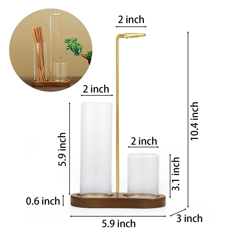 2-in-1 Glass Incense Holder for Sticks with Ash Catcher and Organizer
