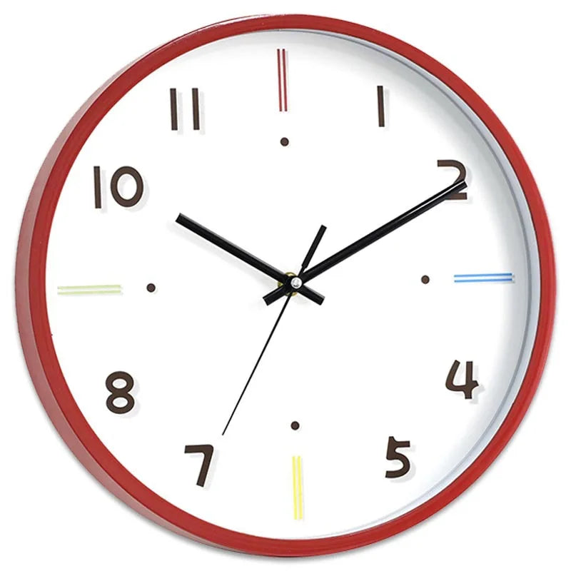 12-Inch Modern Wall Clock for Living Room Bedroom No-Drill Design - Multiple Colors