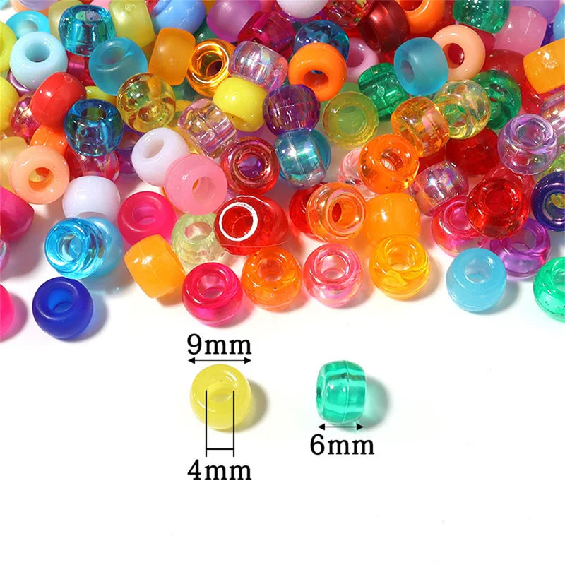 Multi-Colored Plastic Beads for Jewelry and Crafts - Large Hole Pony Beads (500/1000pcs)