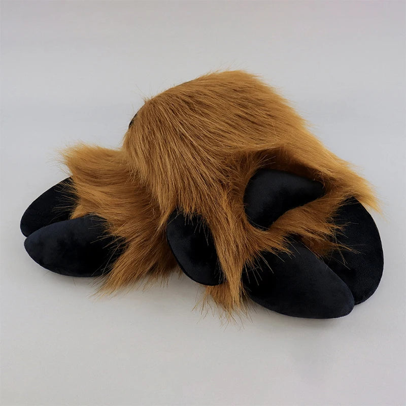 Cartoon Sheep Hoof Shape Plush Cosplay Gloves - Furry Animal Costume Mittens
