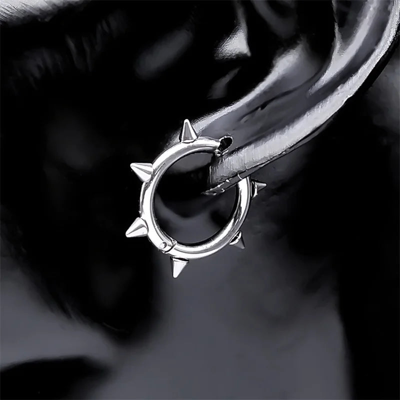 Unisex Punk Spike Rivet Hoop Earrings - Gothic Gothic Gothic Style Jewelry
