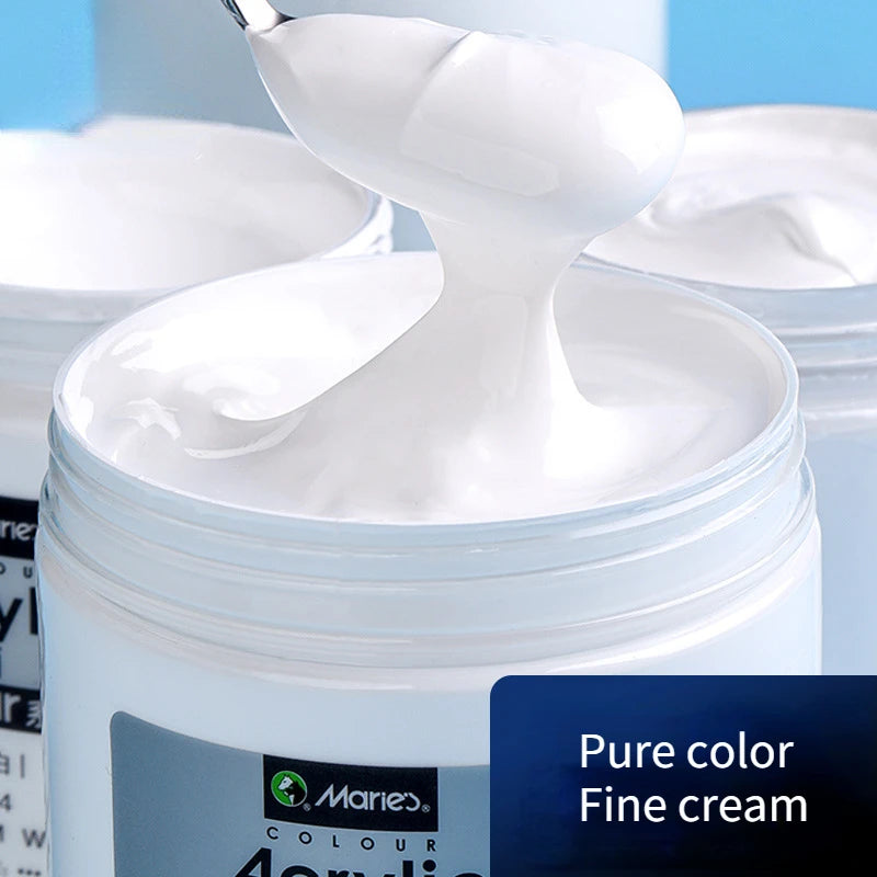 300ml White Acrylic Paint in Large Jars for Wall Art, Crafting & Waterproof Projects