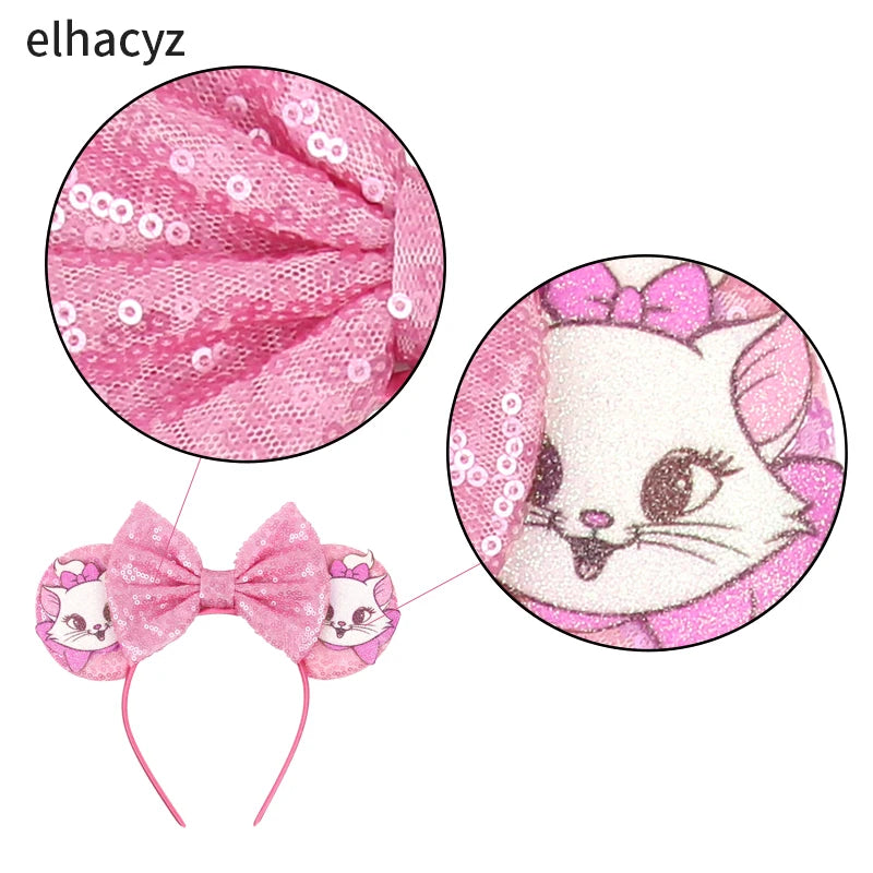 Christmas Halloween Mouse Ears Headband with Sequin Bows - Cosplay Costume for Women