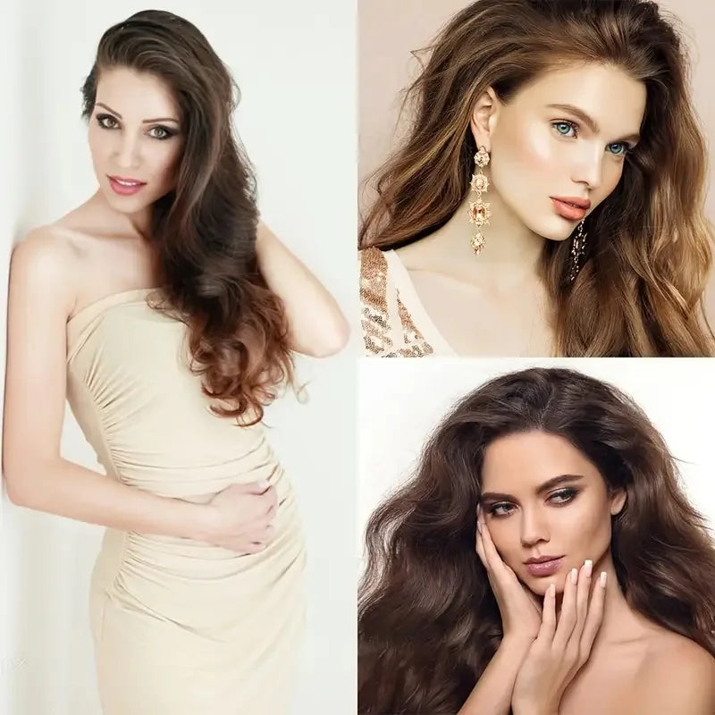 Clip In Hair Extensions 7 Pieces Full Head 22 Inch Curly Wavy Synthetic Hair for Women and Girls
