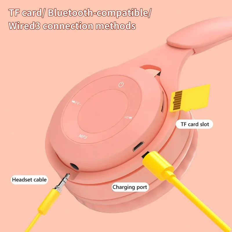 Kids Wireless Bluetooth Macaron Headphones Stereo Gaming Headset with Mic - Multiple Colors