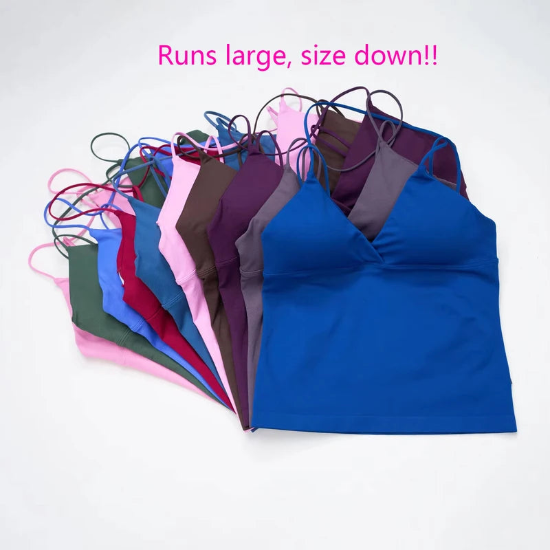 Women’s Seamless Twist Front Longline Yoga & Workout Tank Top – Fitness Vest