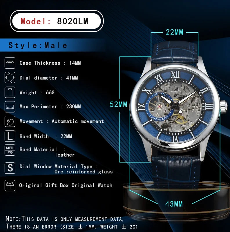 Automatic Mechanical Wristwatch Waterproof Leather Men’s Watch Gift