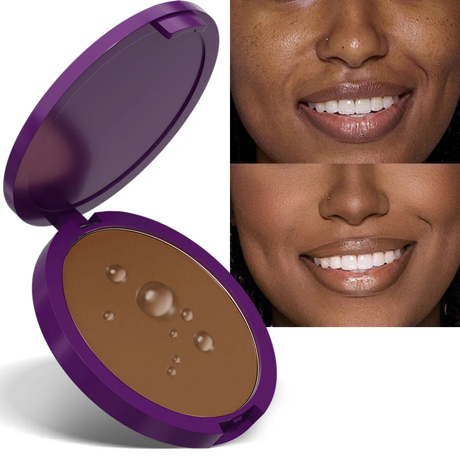 Matte Full Coverage Pressed Powder Foundation - Oil Control, Lightweight, Long-Lasting Makeup Finish