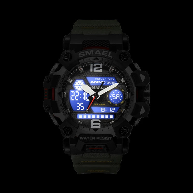 Men's Digital Sports Watch Waterproof Dual Display Quartz Military Watch
