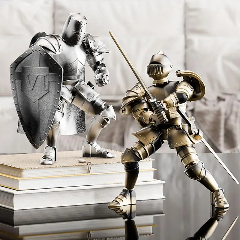 Medieval Knight Action Figure with Flexible Joints & Detachable Base - Full Body Model, Multi-Color