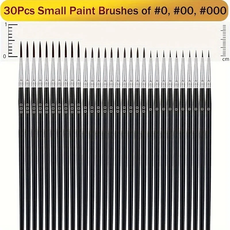 30-Piece Fine Detail Paint Brush Set - Miniature Brushes for Watercolor, Oil & Acrylic