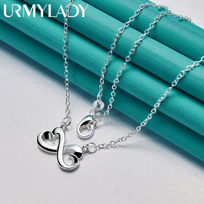 925 Sterling Silver Jewelry Set for Women Valentines Day Gift Necklace Earrings Ring