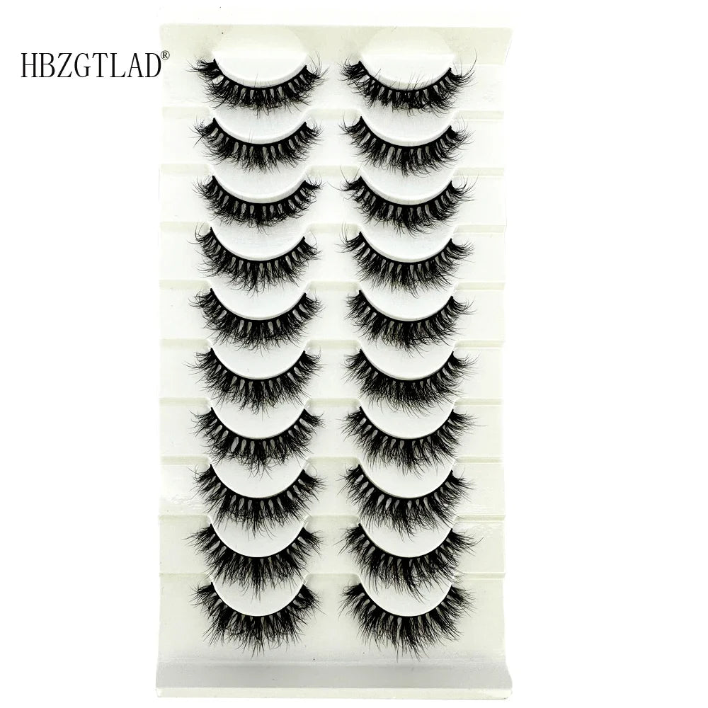10 Pairs Fluffy Mink False Eyelashes - Natural Dramatic Look, Wispy & Long