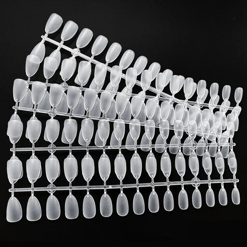 120pcs Matte Full Cover Nail Tips - Soft Gel, Oval & Almond Shapes, Strong Adhesion