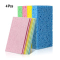 4/12Pcs Compressed Cellulose Sponges Non-Scratch Dual-Sided Kitchen Bathroom Car Cleaning Set