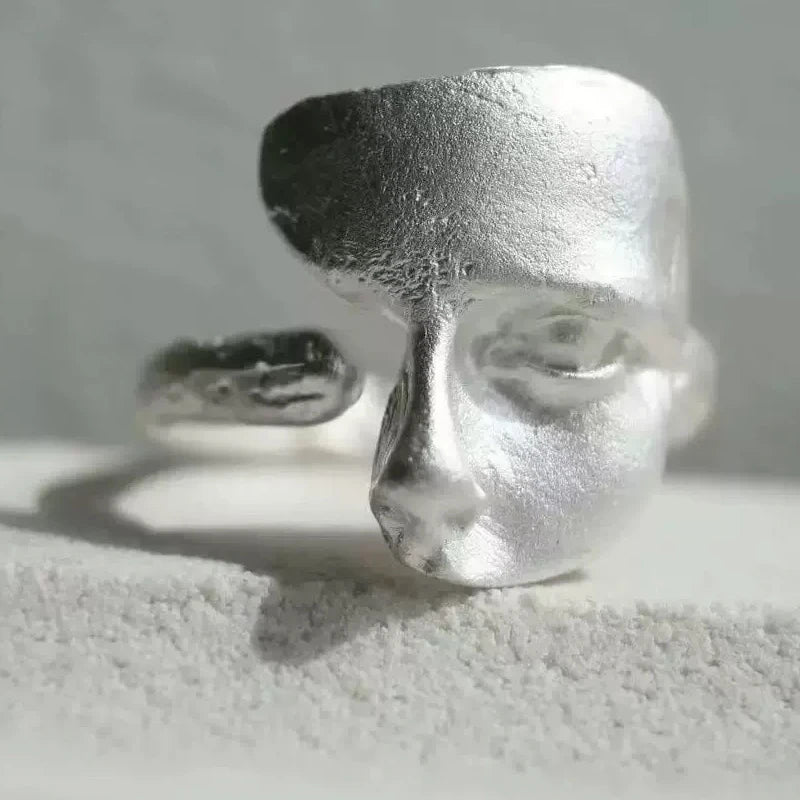 Sterling Silver Mask Ring for Women - Vintage Punk Jewelry Gift