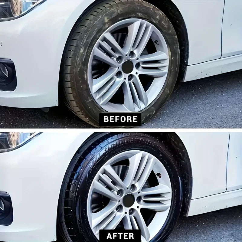 Black Shiny Tire Wax - Durable Long-Lasting Tire Protection & Repair with Sponge
