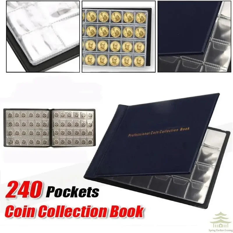 Coin Collection Holder with 240 Pockets PVC Album for Coins and Collectors