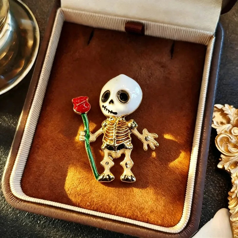 Halloween Sugar Skull Enamel Brooch Gothic Pumpkin Skeleton Cat Lapel Pin Jewelry Gift