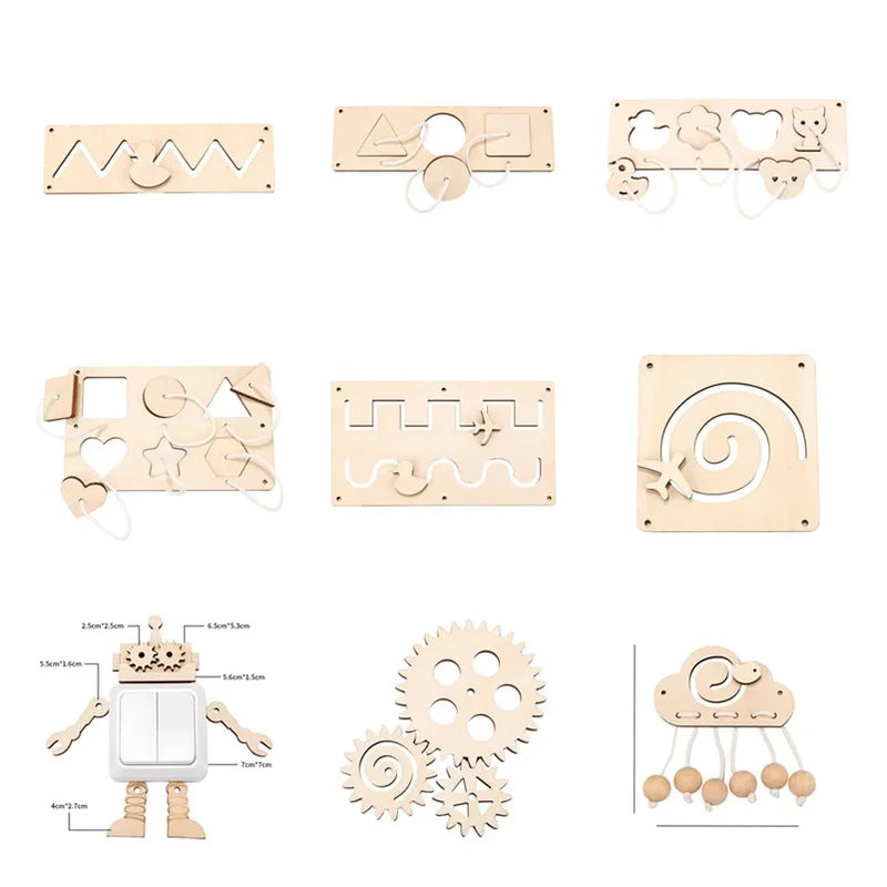 DIY Montessori Busy Board Educational Toy for Children - Wooden Accessories