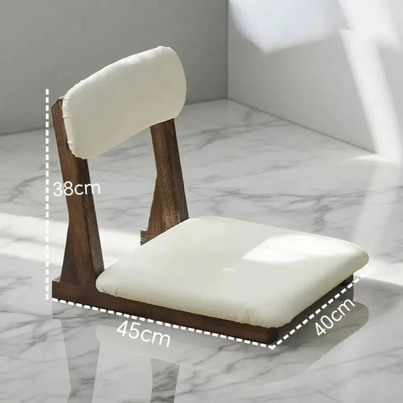 Solid Wood Tatami Low Chair with Sponge Cushion for Tea and Reading - Multiple Colors
