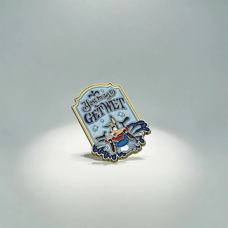 Kawaii Enamel Pin - Splash Mountain You May Get Wet Logo Badge for Fans & Collectors