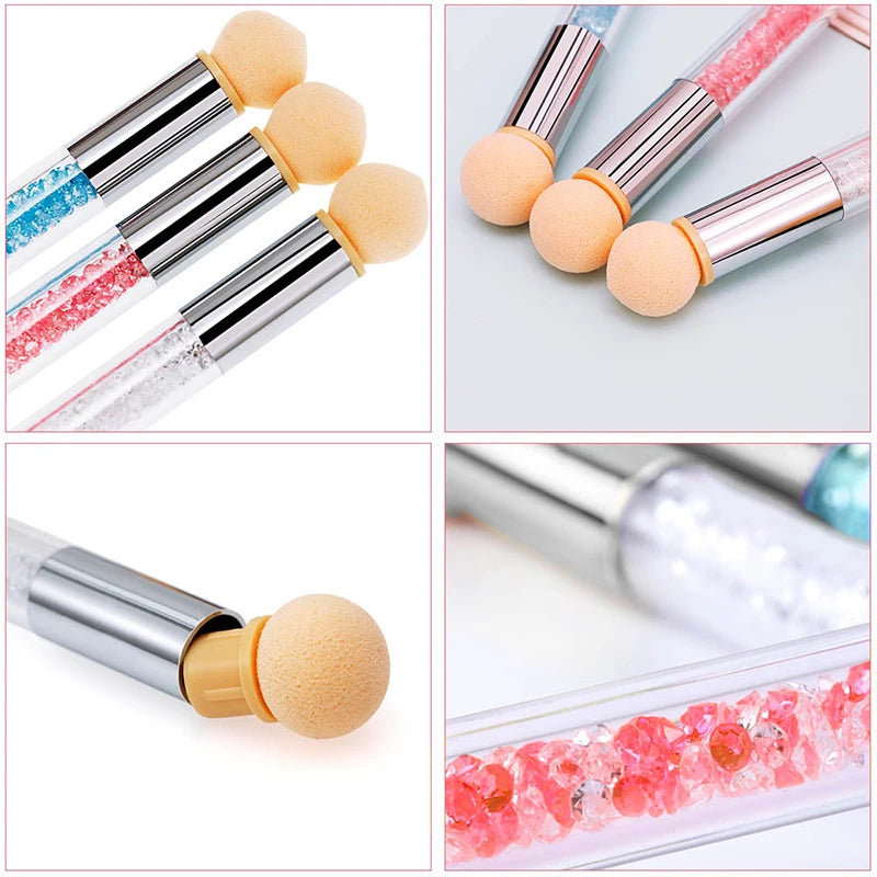 Nail Art Dotting Brush Set with Reusable Sponge Heads for Manicure & Gel Polish