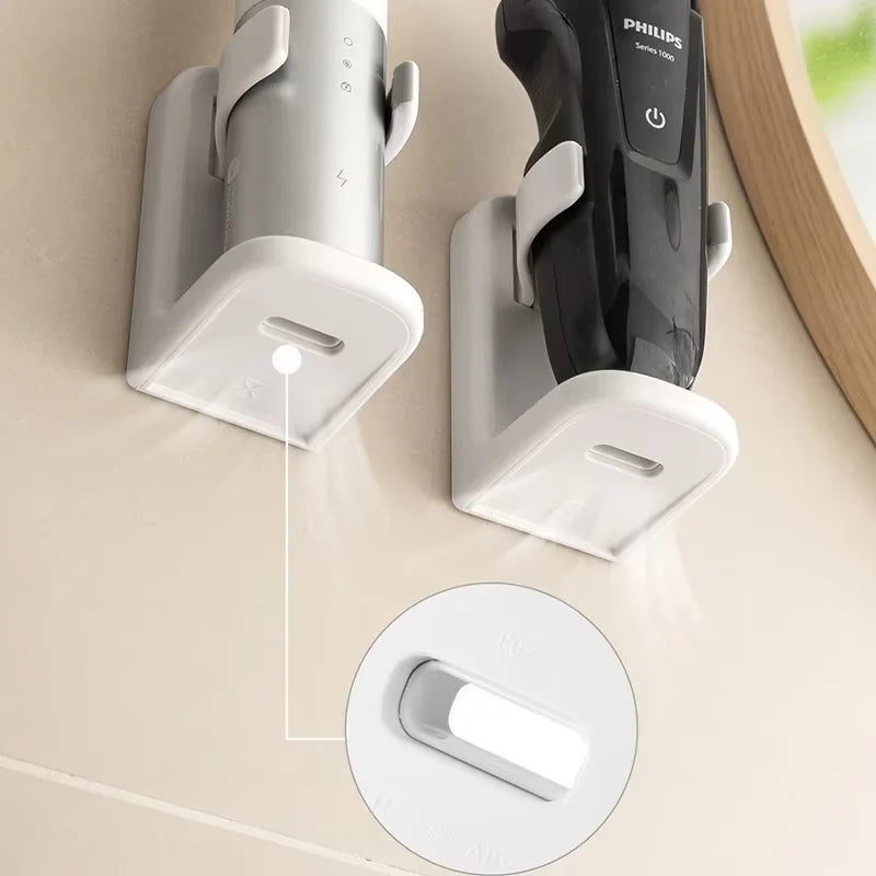 White Electric Razor Holder Wall Mount Storage Rack Non-Punching Durable Space Saver