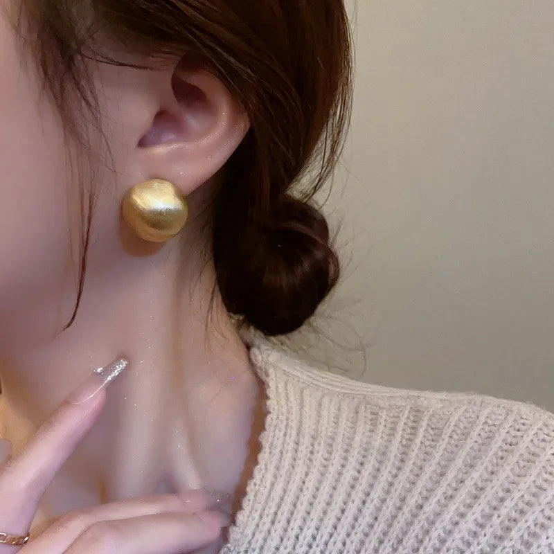 Simple Geometric Round Stud Earrings for Women - Trendy Retro Jewelry