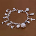 European and American Silver Thirteen Pendant Bracelet for Women - Multi-Element Jewelry