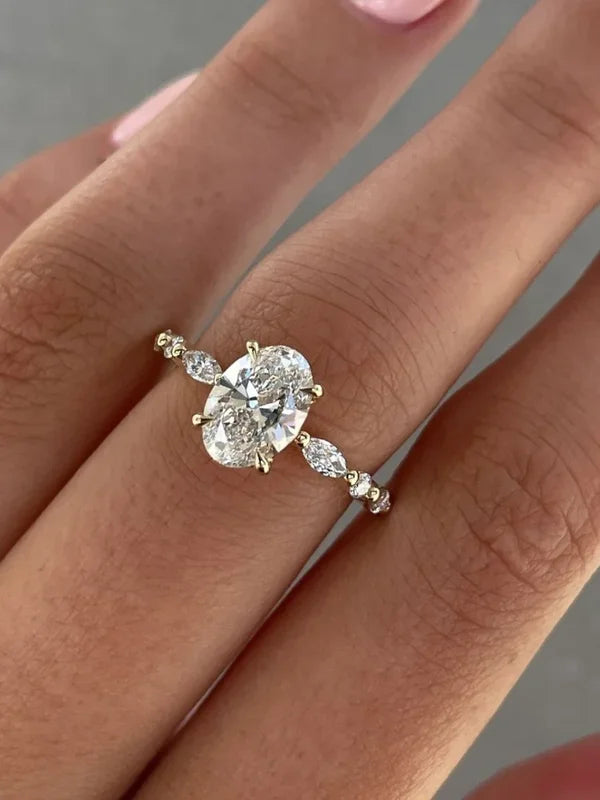 925 Sterling Silver Zircon Fashionable Ring for Women Engagement Wedding Jewelry