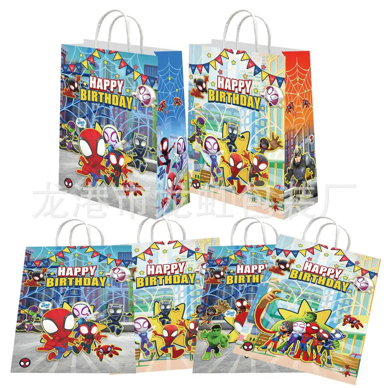 Spider Man Avengers Gift Bags - Kraft Paper Party Packaging Supplies