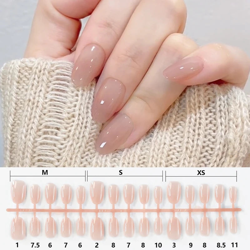 150Pcs Short Almond Press-On Nails Nude Glossy Fake Nail Tips for DIY Manicure