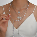 Boho Multi Layer Pearl Necklace Set for Women with Cross Pendant | Hip Hop Jewelry