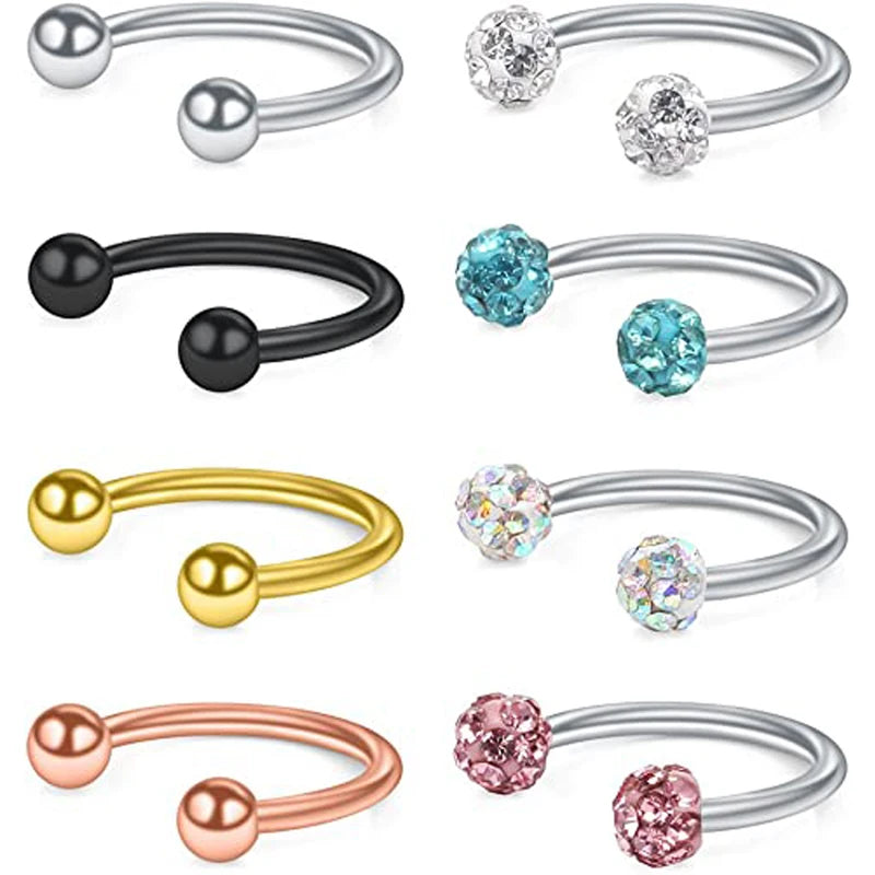 Crystal Shiny Ball Nose Septum Earrings 8/10mm - Hypoallergenic Jewelry