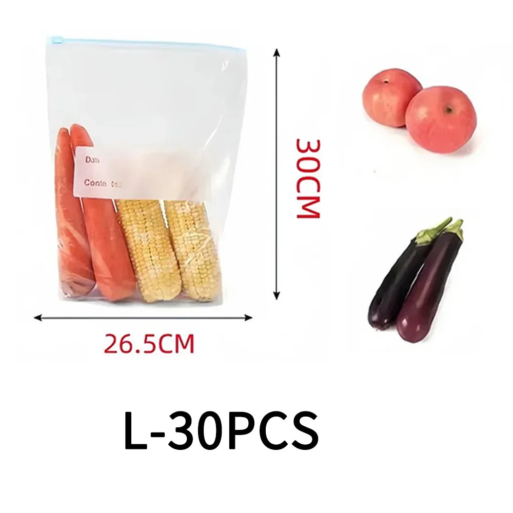 Reusable Food Storage Bags with Zipper Leak-Proof Airtight Kitchen Organizer
